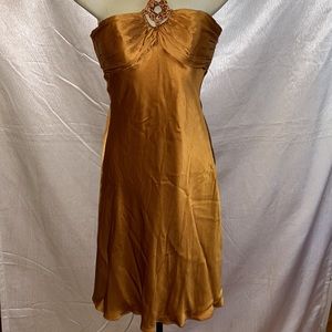 ⚠️Last price 🧡🧡Laundry gorgeous goddess 100 % silk yellow gold dress women small